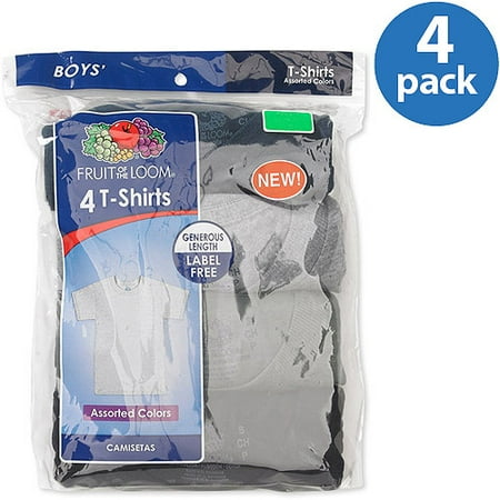 8pk Cotton Fruit Of The Loom Boys Small Crew Neck T-Shirts Black Blue Green Gray