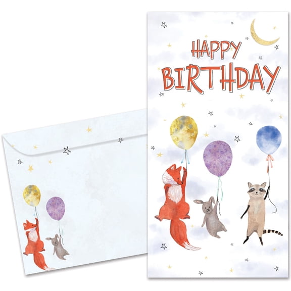 Tree-Free Greetings Birthday Money Holder Greeting Card, 3.7 x 7, Balloon Animals (ZO70333)