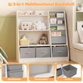 thumbnail image 4 of Hironpal Wood Kids Sling Bookshelf,Children Toy Storage Organizer Cabinet with 3 Cube Bins Fabric Drawers for Playroom Bedroom Nursery School, 4 of 7