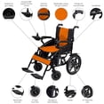 thumbnail image 5 of Foldable Lightweight Electric Power Wheelchair, Heavy Duty Compact Powerful Dual Motors, Supports Up to 265 lb - Black Frame Orange Seat, 5 of 7
