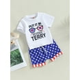thumbnail image 3 of Bagilaanoe 4th of July Clothes for Toddler Baby Boys Short Sleeve Letter Print T Shirt Tops + Striped Shorts 3M 6M 12M 18M 24M 3T Kids Independence Day Outfits 2pcs Short Pants Set, 3 of 9