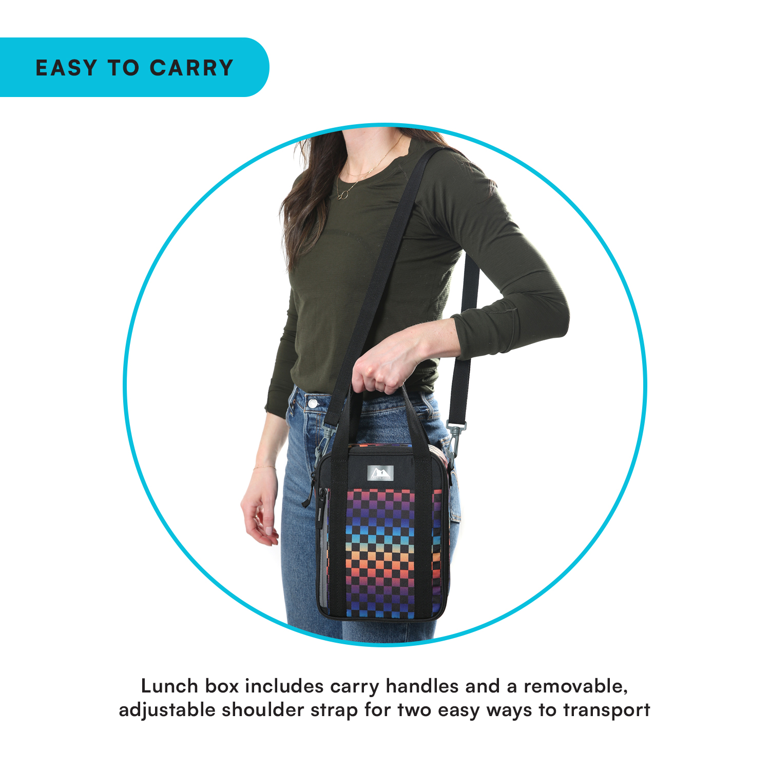 Arctic Zone Urban Lunch Box Combo with Ice Pack and Sandwich Container - Rainbow Checkered