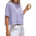 thumbnail image 5 of Womens Oversized Crop Tops Workout Short Sleeve T Shirts Summer Casual Loose Fit Basic Tee Shirts with Pockets, 5 of 5