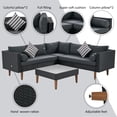 thumbnail image 3 of 4 Pieces L-shape Outdoor Patio Furniture Set Outdoor Sectional Rattan Sofa Set Manual Wicker Patio Conversation Set with Pillows and Brown Rattan for Yard Deck Porch(Grey), 3 of 9