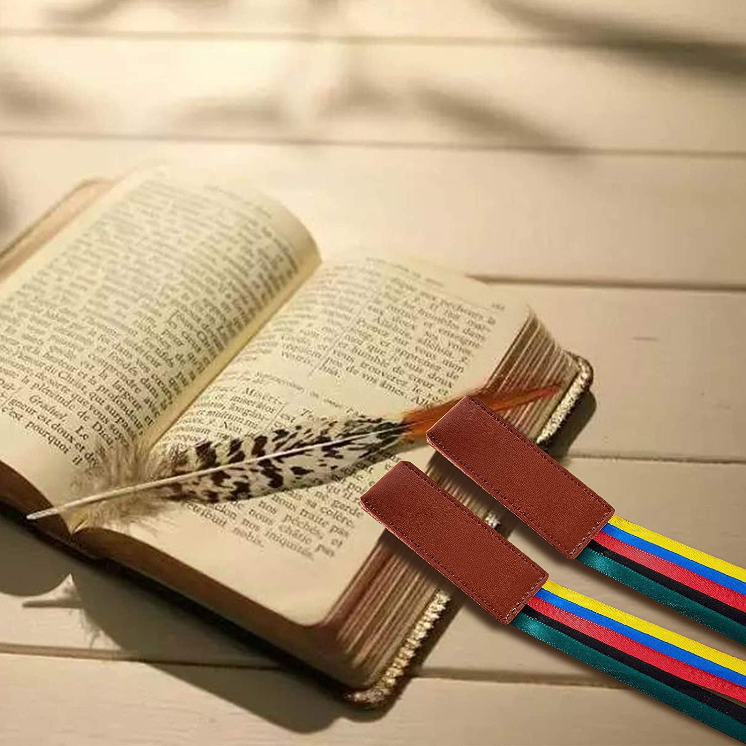 Multi-Color Ribbon Bookmark Attachable Bible Ribbon Bookmarks Markers  Artificial Leather Bookmark with Colorful Ribbons for Books Reading Page  Markers