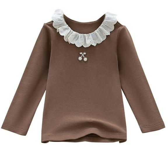 zbxnLI Girls Long Sleeve Blouses Kids Girls T-Shirts Fall Winter Cute Pullover Basic Shirts Little Girl Tops