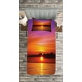 thumbnail image 3 of Ambesonne Romantic Quilted Bedspread Set 2 Pcs, Colorful Beach Sunset, Twin Size, Orange Purple, 3 of 3