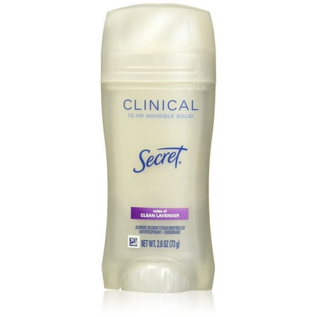 Secret Antiperspirant And Deodorant For Women, Clinical Strength Invisible Solid, Clean Lavender Scent, 2.6 Oz