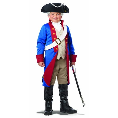 American Patriot Child Costume, Large, Long Jacket with Attached Vest and Buttons By California Costumes