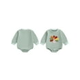 thumbnail image 2 of BemeyourBBs Baby Boy Romper Long Sleeve Turkey Embroidery Plaid Trim Bodysuit, 2 of 9