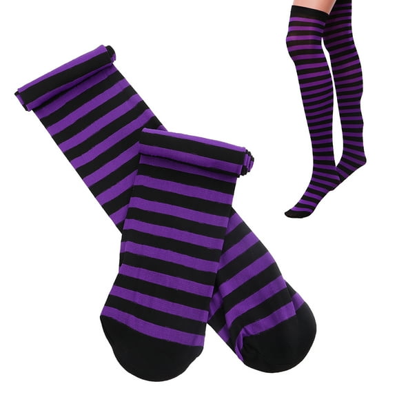 Cosplay Accessories Trendy Accessories Striped Stockings Girl Outfits Body Suits Sock Polyester Purple 75x10cm 2 Pair