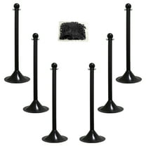 2 Inch Black Light Duty Stanchion & Chain Kit (6 Pk)