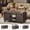 Dark Brown, variant on White Farmhouse Lift Top Wood Square Coffee Table with Storage, LED Lights and Rolling Wheels