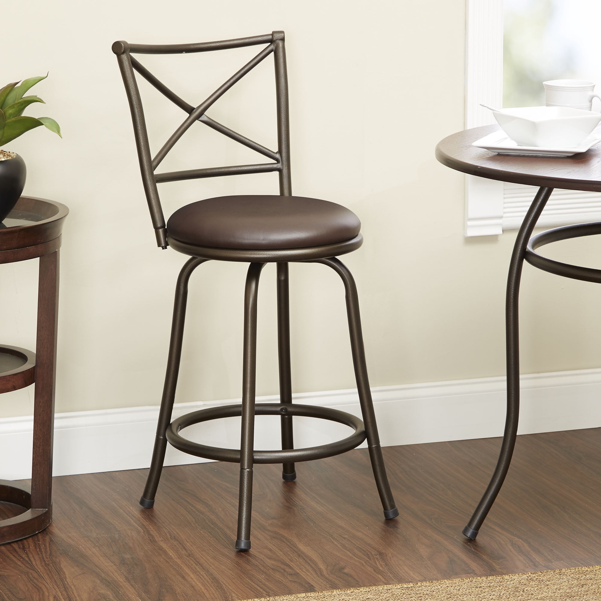 Mainstays 24" Swivel X-Back Hammered Bronze Bar Stool, Multiple Colors by Cheyenne Products