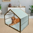 thumbnail image 2 of Anchor Pet House, Pastel Stripes Background with Monochrome Anchor Silhouettes Naval, Outdoor & Indoor Portable Dog Kennel with Pillow and Cover, 5 Sizes, Vermilion Turquoise, by Ambesonne, 2 of 4