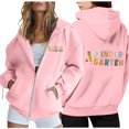 thumbnail image 2 of Cropped Zip Up Hoodie Women Oversized Womens Sweatshirt Casual Daily Outfit Women's Hoodies And Sweatshirts With Hood For Everyday Wear Long Sleeve Design Back To School Print Pairing Jeans, 2 of 6