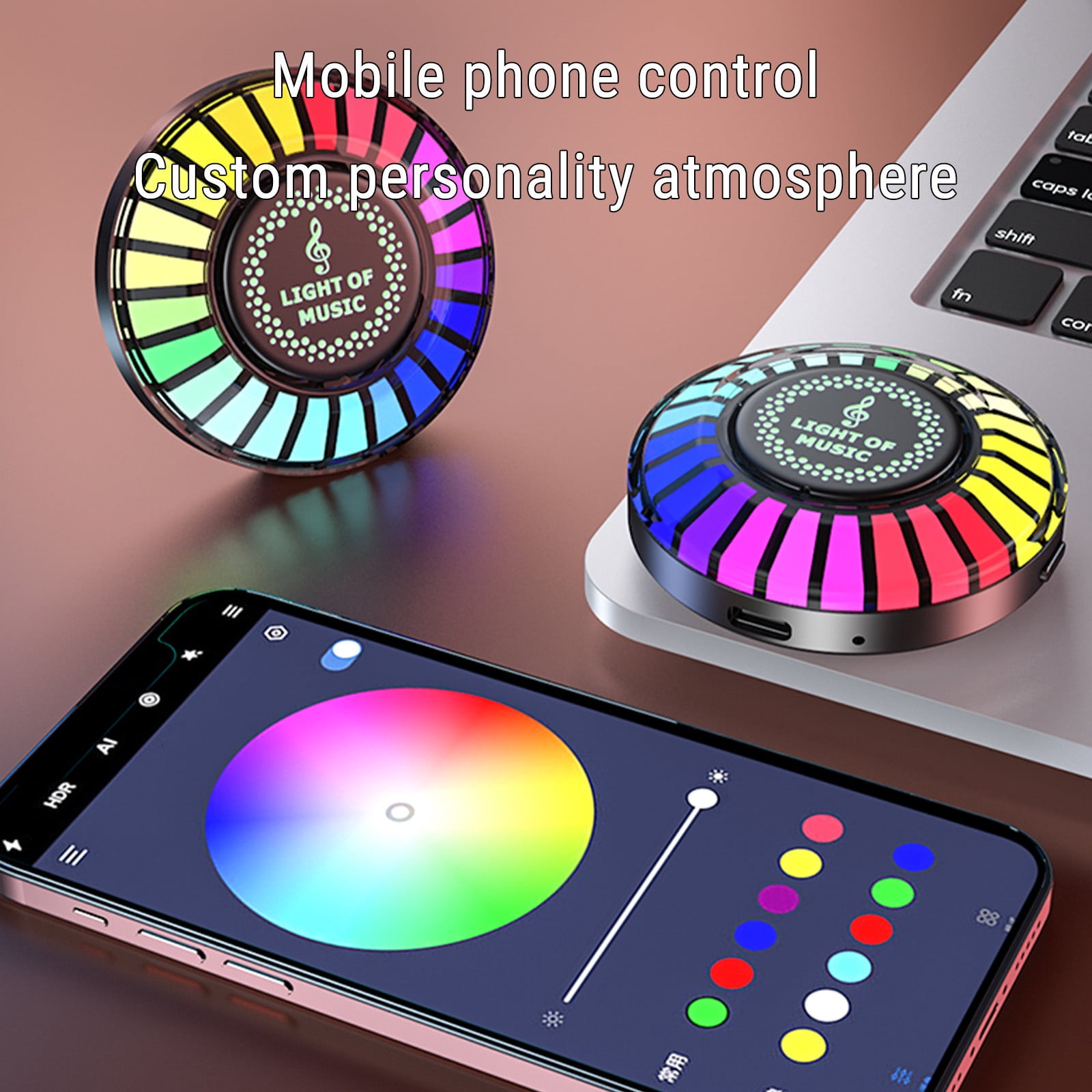 YingTaiLi Car Air Freshener with Bluetooth Control,24LED RGB Colorful Lighting,Aromatherapy Diffuser,Car Interior Decor,Car Air Purifier,Car Freshener,Anti-Shake Design,Long Lasting Aromatherapy