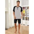 thumbnail image 4 of Vulcanodon Mens Pajama Set, Bamboo Lightweight Short Sleepwear for Men(Light Grey+Black,Large), 4 of 6