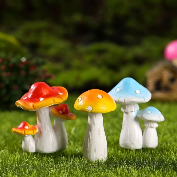ACDANC 2026 New 3Pcs/Set Garden Statues and Figurines Mushroom Statue Decor Ceramic Mushroom for Garden,Home Decor,Yard,Fairy Garden - Lawn Ornament Décor,Pottery Ornament