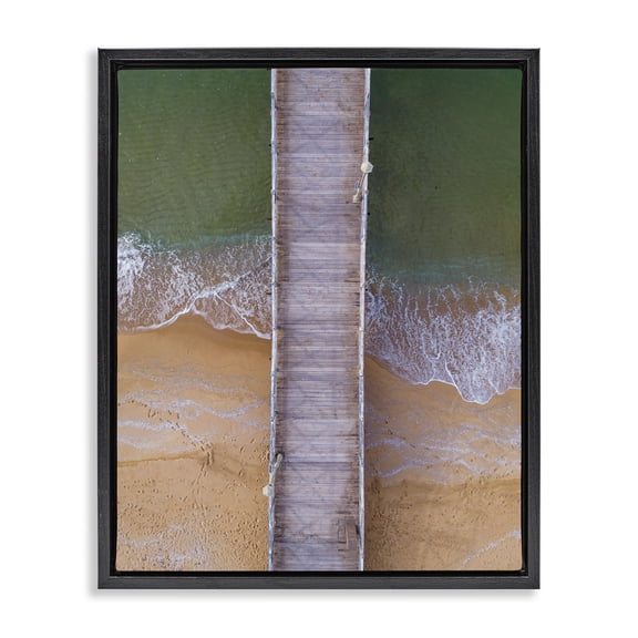 Stupell Industries Contemporary Aerial View Boardwalk Black Floating Frame Canvas Art, 17 x 21, by Lil' Rue