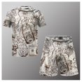 thumbnail image 1 of Traje informal de verano para hombre, camiseta estampada + Pantalones cortos de playa, Camiseta de cuello redondo, 2 piezas, talla asiática, XXS-6XL, 1 of 4