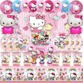 thumbnail image 2 of Decoración de fiesta de cumpleaños de Hello Kitty para niños, papel de aluminio, globo de látex, vajilla de dibujos animados, suministros para eventos, pancarta, telones de fondo, 2 of 4