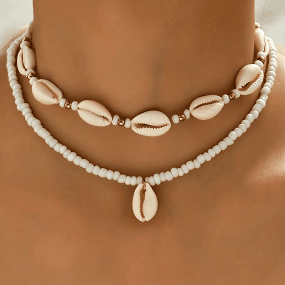 DESIGNICE Handmade Sea Shell Necklace for Women Summer Adjustable Natural Shell Collar Necklace