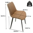 thumbnail image 2 of Miekor Furniture Brown PU Leather Dining Chair with Metal Legs, Modern Upholstered Chair Set of 2 for Kitchen, Restaurant, Living, Meeting Room 39023, 2 of 7