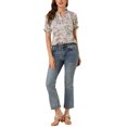 thumbnail image 2 of Allegra K Women's Floral Ruffled Short Sleeve Tops Ruffle Neck Casual Blouses, 2 of 6
