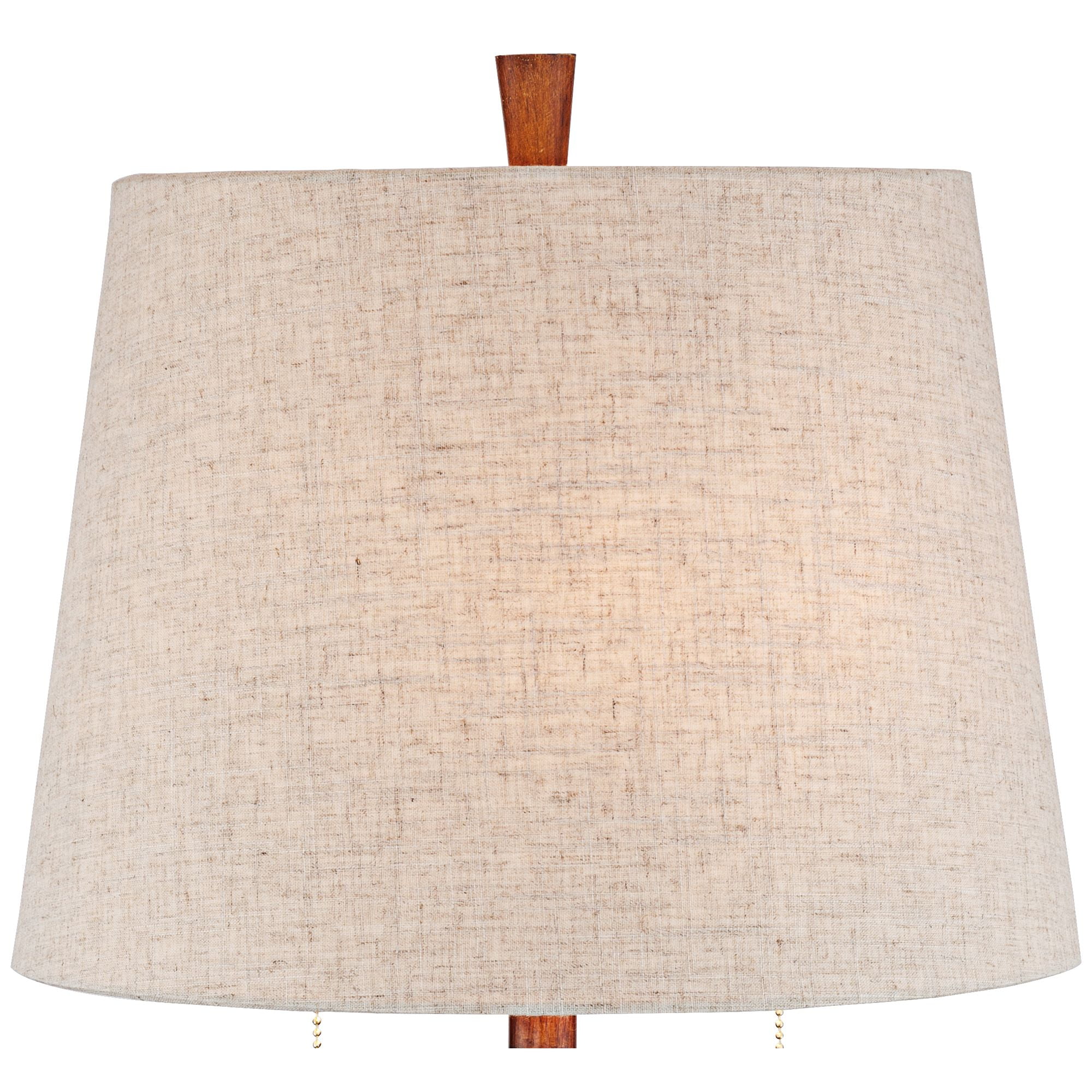 360 Lighting Omar Modern Modern Mid Century Table Lamps 28 3/4" Tall Set of 2 Brown Wood Oatmeal Tapered Drum Shade for Bedroom Living Room Bedside