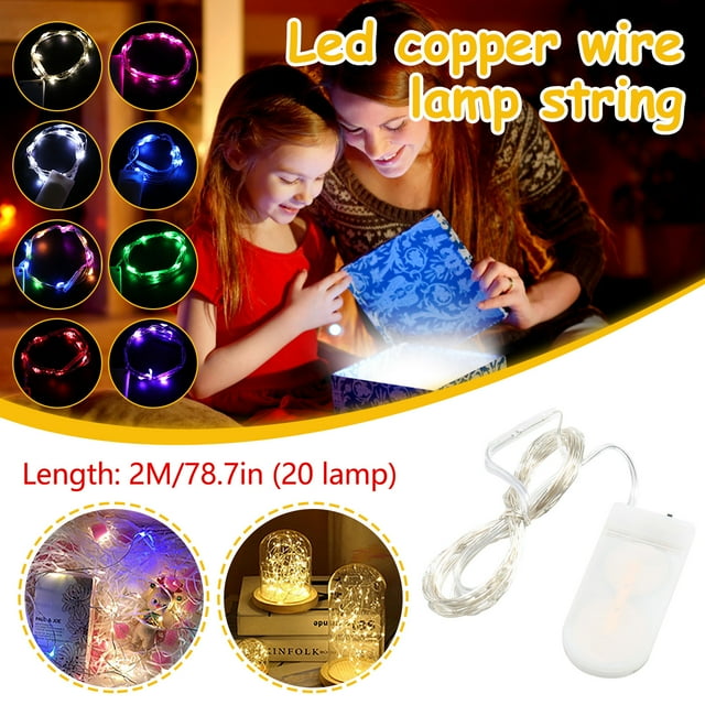 Xihbxyly Luces Led de Alambre de Cobre, Luces Miniatura a Batería, Guirnalda de Estrellas Flexible, Decoración Navideña, Luces para Fiestas, Uso Interior y Exterior, 2 M de Longitud, 20 Luces Led