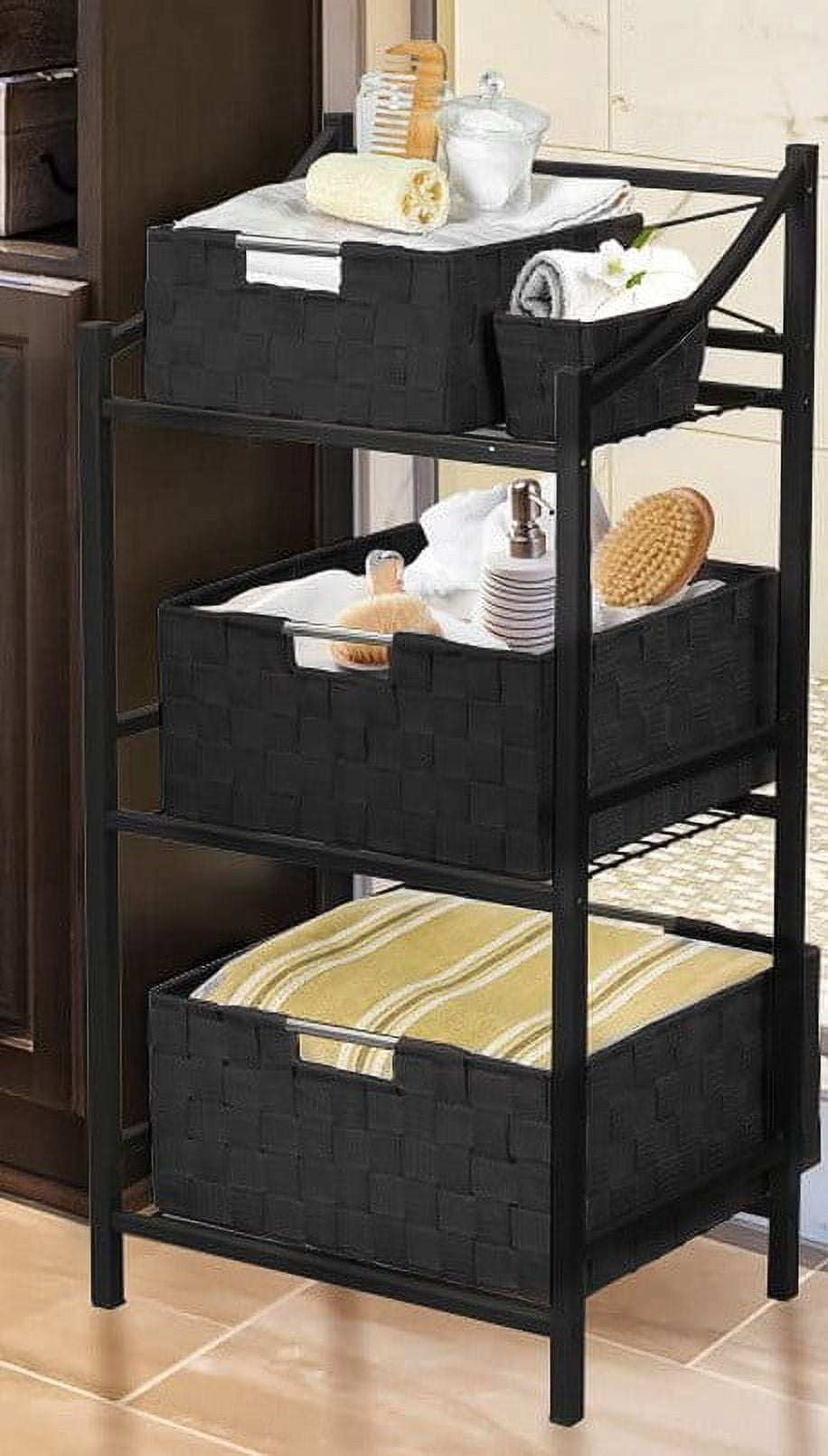 7 Pack Durable Woven Fabric Storage Baskets, Shelf & Closet Organization for Adults in  Black