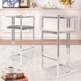 thumbnail image 6 of Pasargad Home Luxe Faux Leather Bar Stool Taupe, 6 of 6