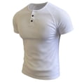 thumbnail image 3 of UVEASISHA Mens Muscle Henley Shirts Slim Fit Short Sleeve Workout T-Shirt Button Up Casual Gym Athletic Shirts Lightweight Breathable Collarless T Shirt White 3XL, 3 of 6