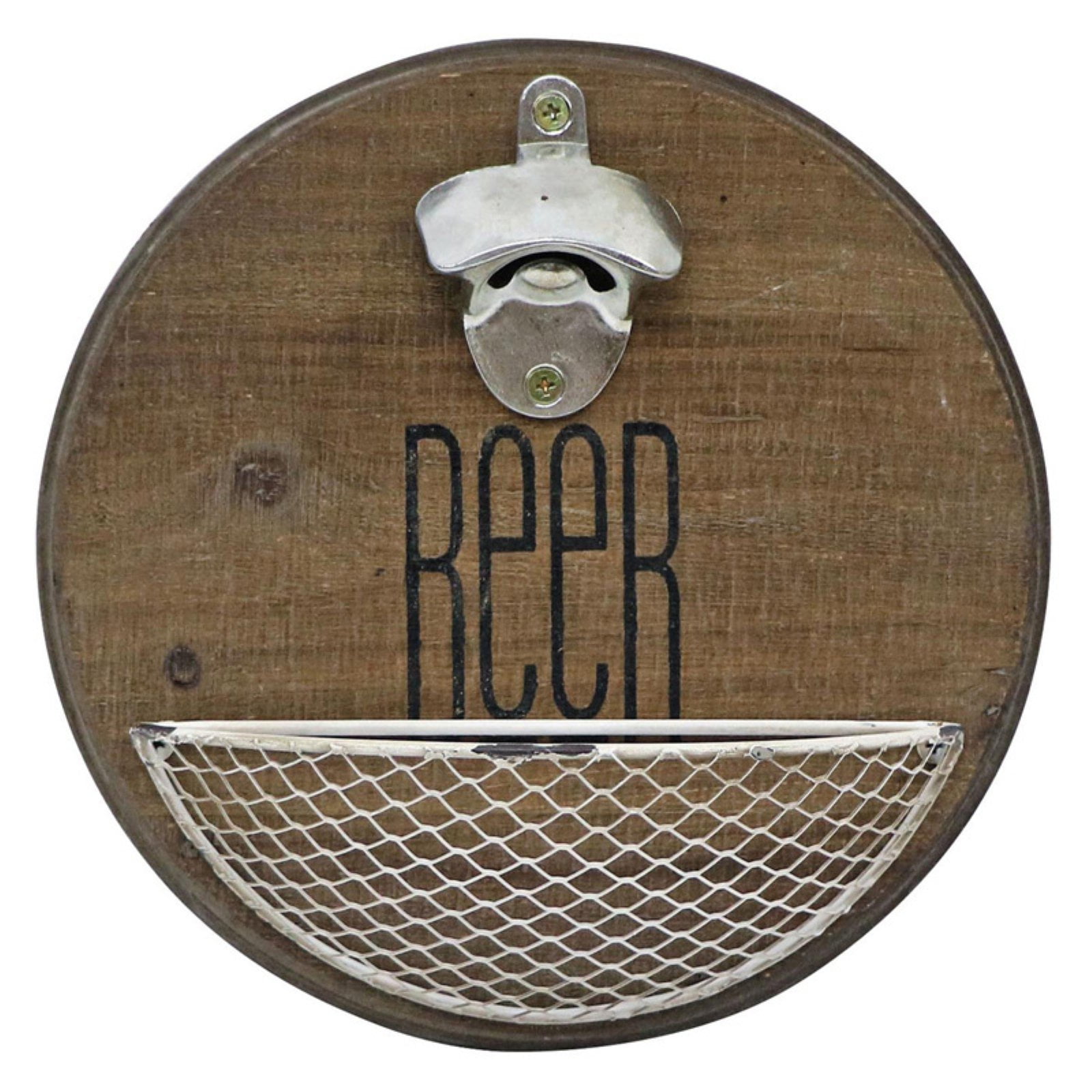 Foreside Home & Garden Rustic Wood Wall Mount Beer Bottle Opener with