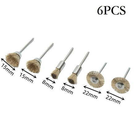 

6Pcs/Set Wire Brushes Kit Bowl Type 15mm Straight Type 8mm T type 22mm