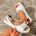 thumbnail image 2 of Hurxie Women's Slingback Dress Shoes | Sandals with Bows for Women| Casual Flat Shoes for Women | Almond Toe Slingback | Detachable Ankle Strap White 9.5, 2 of 8