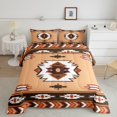 thumbnail image 2 of Manfei Rustic Western Aztec Full Size Comforter Sets,Vintage Geometric Pattern Bedding Comforter Set,Brown White Bedding Sets For Men Women,Breathable Home Decor Reversible,3-Piece, 2 of 8