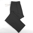 thumbnail image 6 of LWavelet Mens Linen Straight Leg Pants Elastic Waist Drawstring Summer Pants Black 3XL, 6 of 6