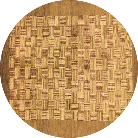 Ahgly Company Indoor Round Abstract Brown Modern Area Rugs, 6' Round