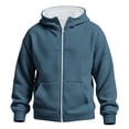 thumbnail image 3 of Waffle Knit Hoodies for Kids Zip Up Hooded Jackets with Pockets (Blue), 3 of 3