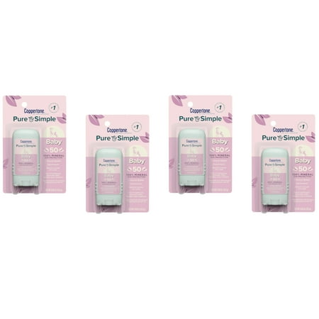 Coppertone Pure & Simple Baby Zinc Oxide Sunscreen Stick SPF 50  0.49oz - Pack of 4