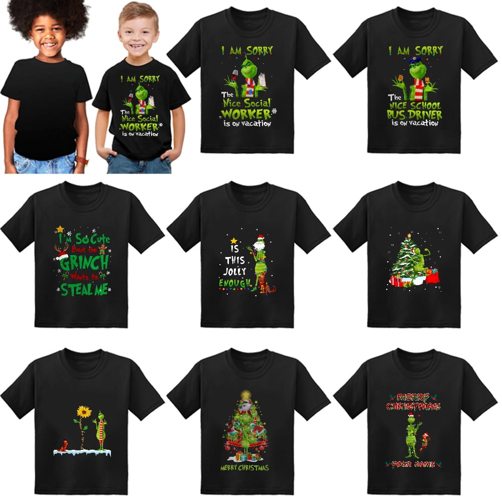 Grinch Merry Christmas Round Neck T 