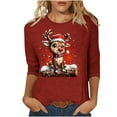 thumbnail image 2 of Fznquz Women T Shirt Christmas Crewneck Winter Blouse 3/4 Sleeve Casual 2025 Tops,XL, 2 of 5