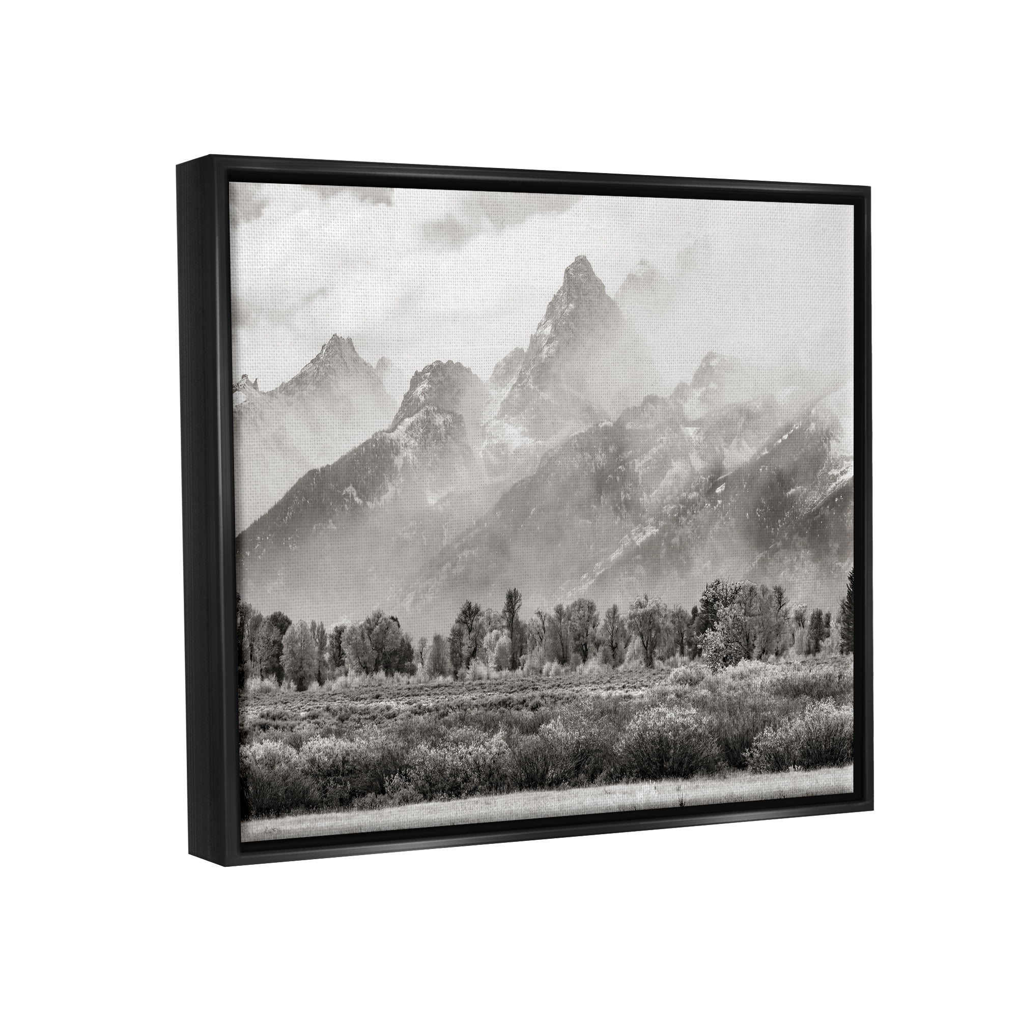 Stupell Industries Foggy Mountain Peaks Landscape Landscape Photography Black Floater Framed Art Print Wall Art