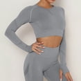 thumbnail image 4 of Timegard Womens Workout Tops with Built in Bra Crewneck Long Sleeve Slim Cropped Athletic Yoga Tops, 4 of 6