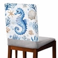 thumbnail image 2 of Ocean Seahorse Chair Covers Set of 6 Starfish Shell Seaweed Watercolor Chair Back Covers Stretch Removable Washable Slipcovers Protector for Dining Room Kitchen Party Decor, 2 of 5