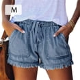 thumbnail image 5 of Qarigey Pantalones cortos de mezclilla suaves para mujer, pantalones cortos de tela vaquera para niñas y adolescentes, ropa de verano para mujer Prendas para la parte inferior del cuerpo Azul METRO Qarigey AP010851-12, 5 of 5