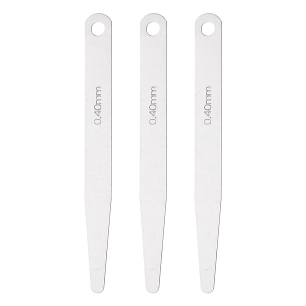 Uxcell 3 piezas de calibrador de grosor métrico 0.4mm calibrador de hoja simple ovalado herramienta de medición de espacio de acero inoxidable 3CR-13 para reparar válvula de guitarra bujía