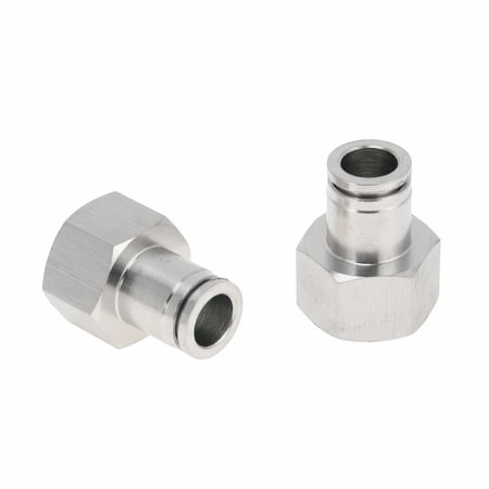 Unique Bargains Push to Connect Air Fittings 3/8" Female Thread Air Line Quick Connector 304 Stainless Steel 1/2"BSPT 2 Pcs Silver Tone